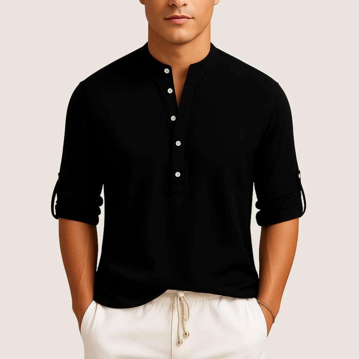 Jetta Chemise Coton – Élégance Décontractée à Col Montant, Manches Longues - Image 5